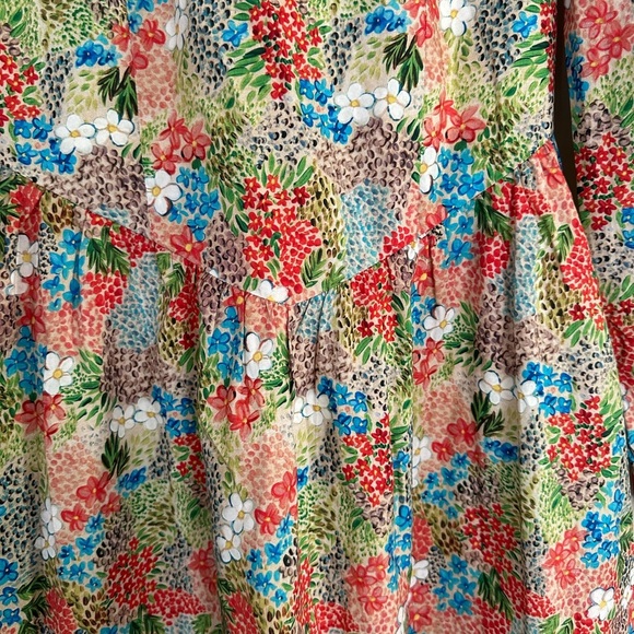 Pink and Green Long Sleeve Gown with Mock Neck - Picture 8 of 16